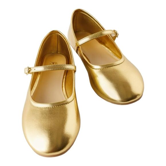 ZARA Kids | Gold | METALLIC BALLET FLATS - Picture 6 of 7